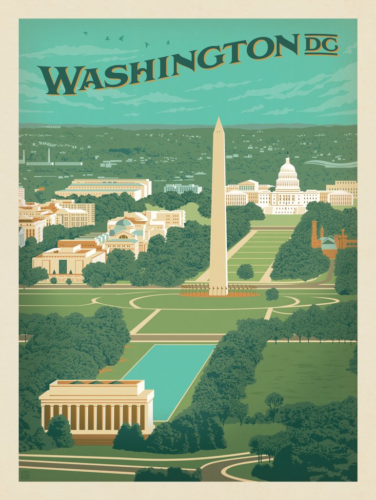 Washington, DC: Aerial View - Metal Sign - Artwork