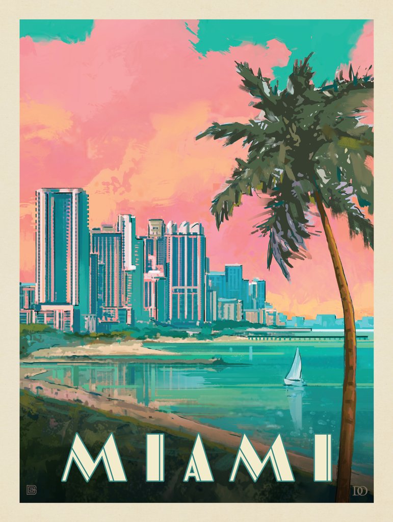 Miami, FL: South Beach - Notecards - Artwork