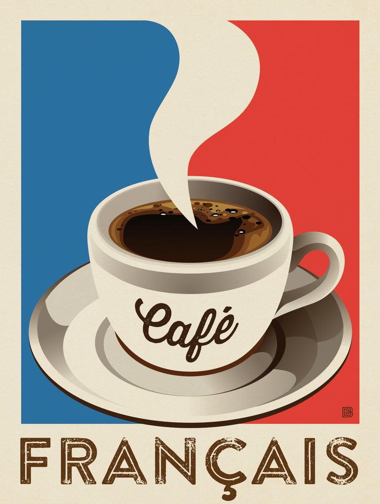 Cafe Francais: French Flag - Notecards - Artwork