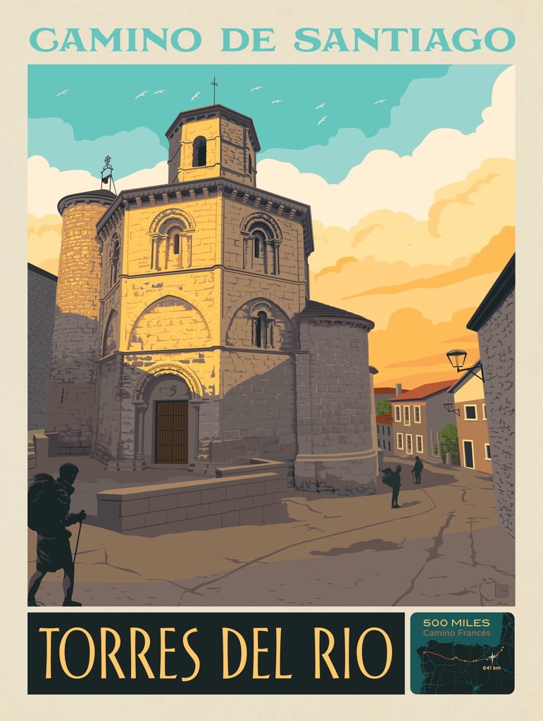 Camino De Santiago Trail: 05 Torres del Río - Metal Sign - Artwork