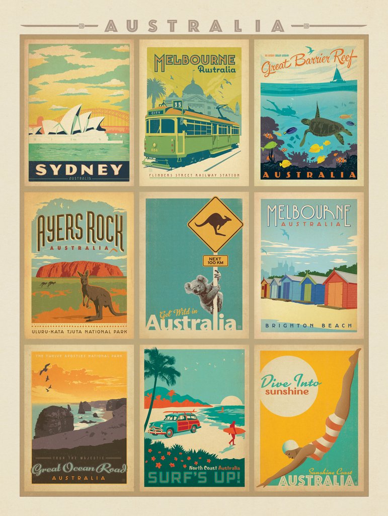 Australia: Multi-Image Print - Postcards - Artwork
