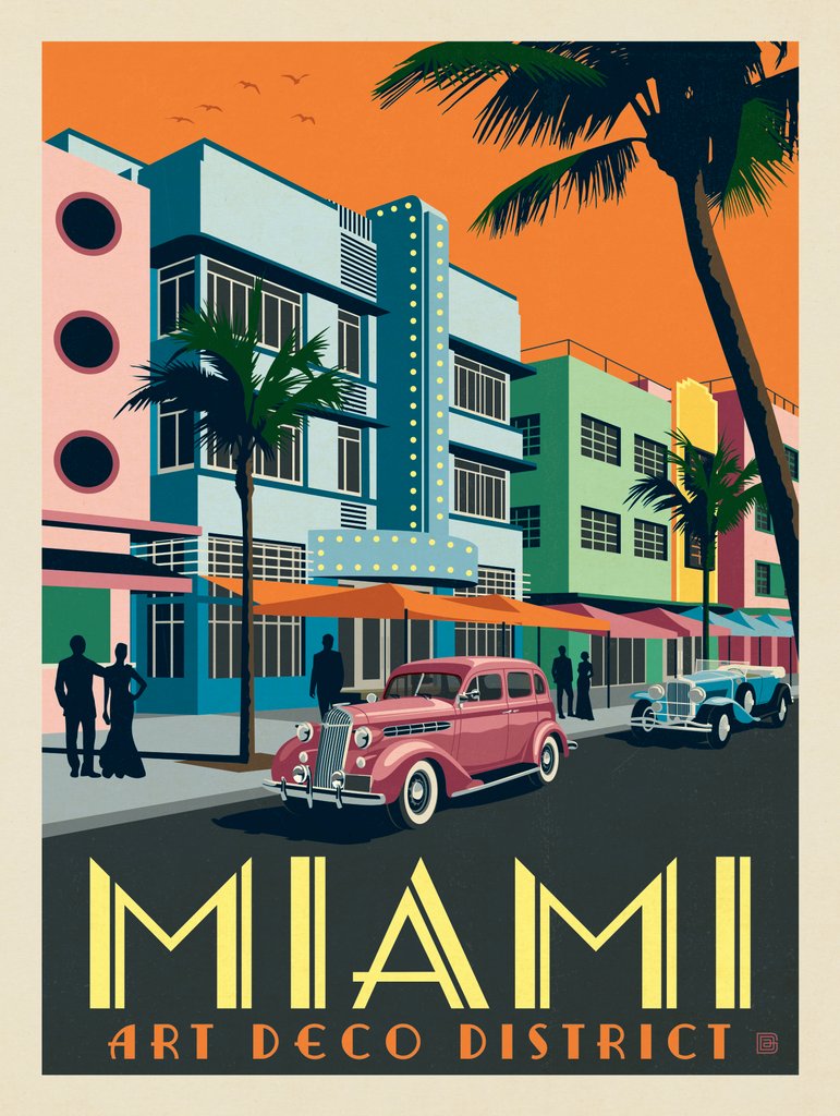 Miami: Art Deco District - Art Print - Artwork