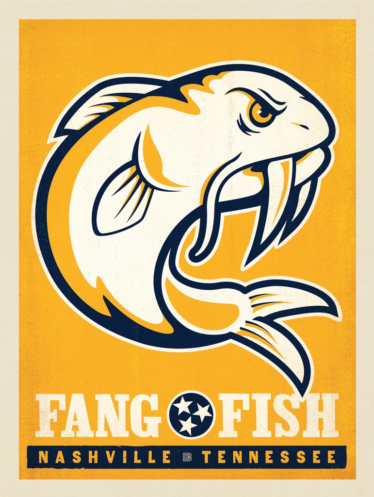 Spirit Of Nashville Hockey Fan Club: Fang Fish - Notecards - Artwork