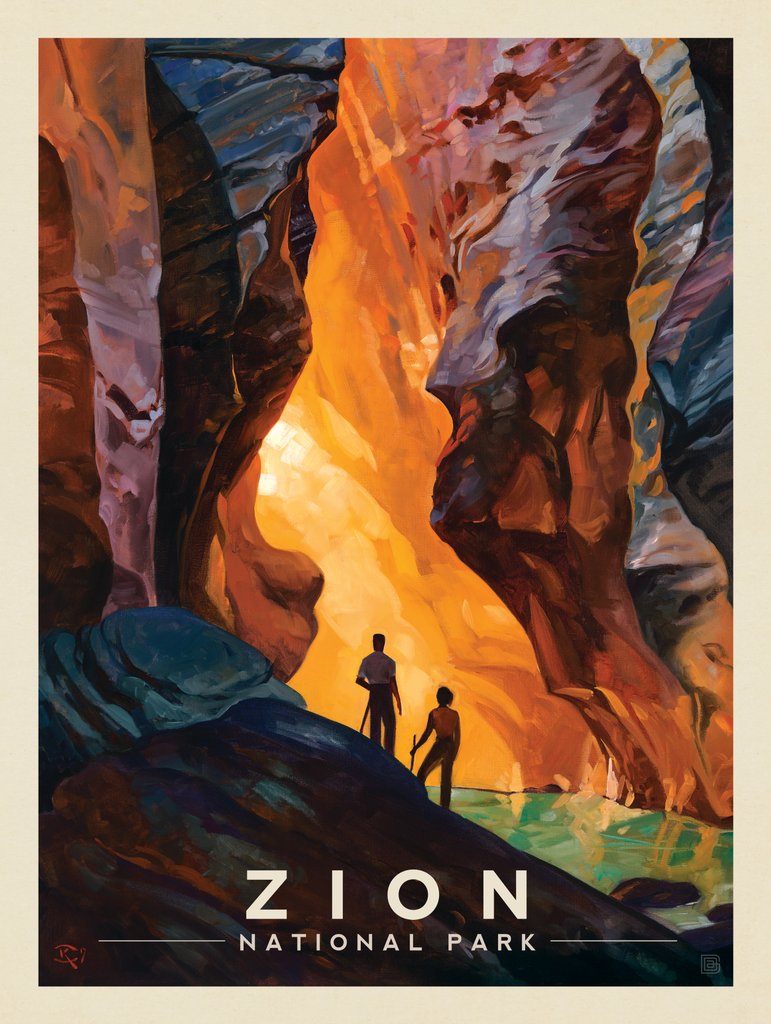 Zion National Park: Virgin River Narrows-KC - Postcards - Artwork