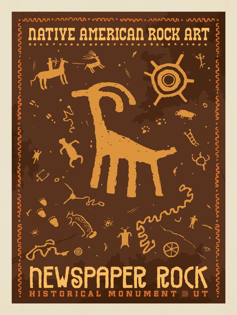 Native American Petroglyphs: Newspaper Rock, UT - Notecards - Artwork