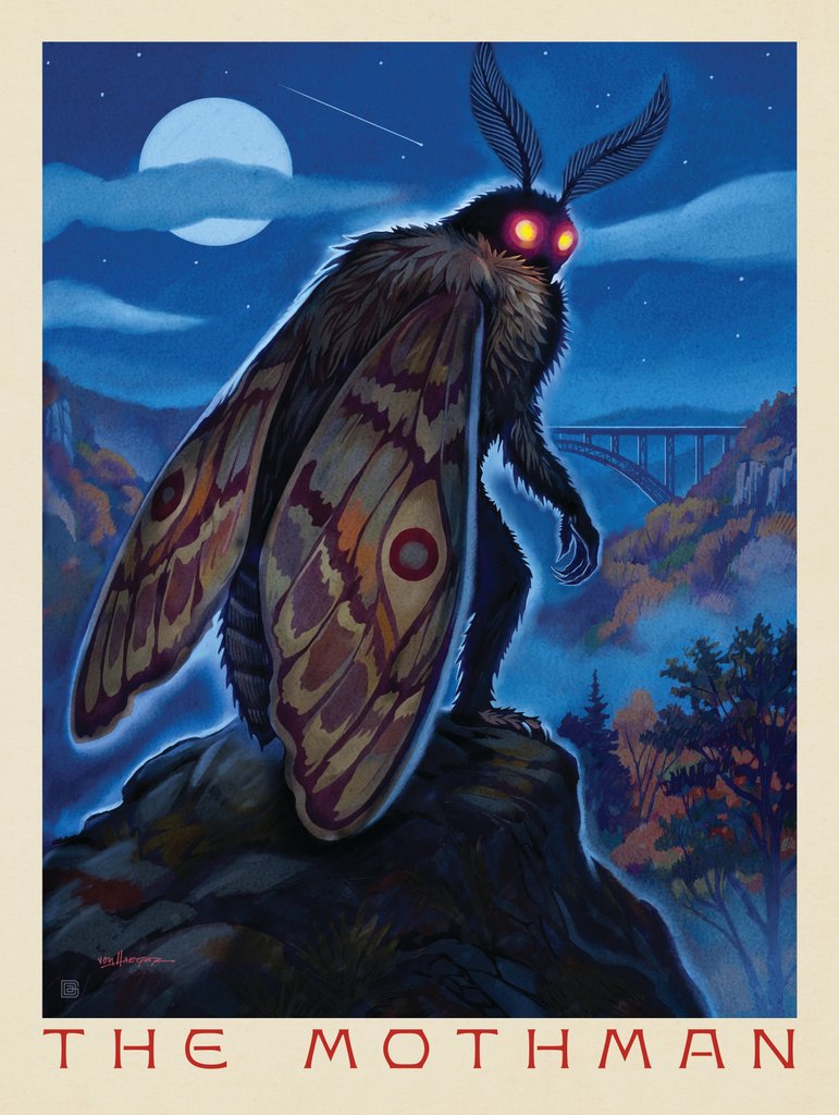 Legends Of The National Parks: MothMan Visitation - Notecards - Artwork