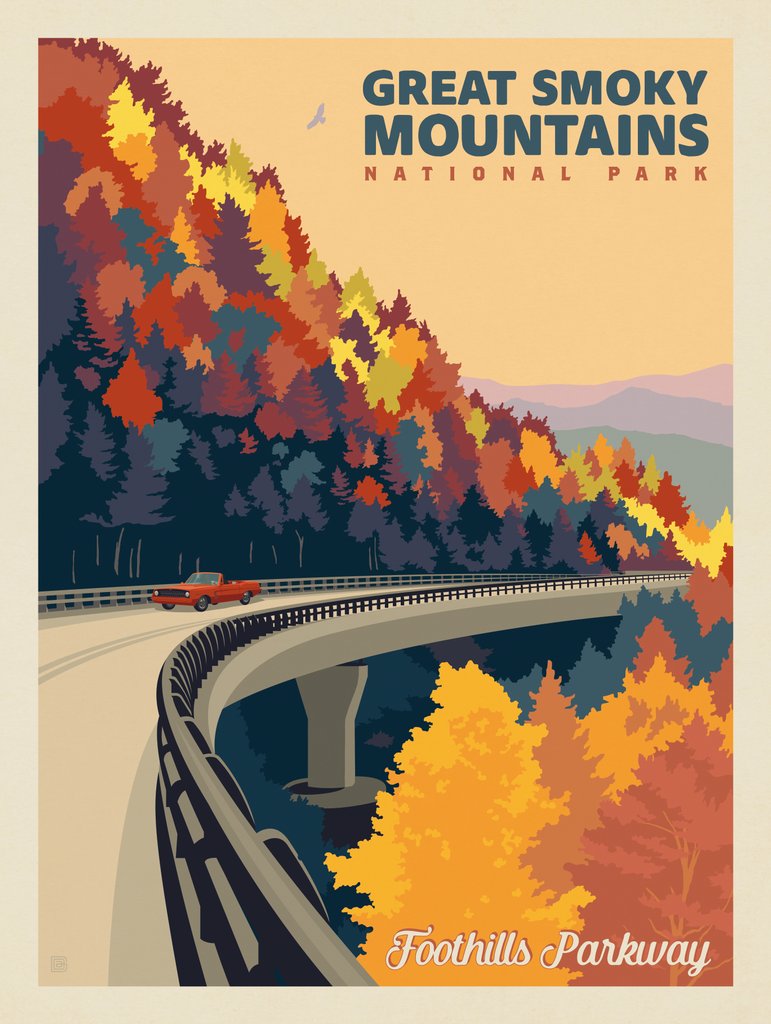 Great Smoky Mountains National Park: Foothills Parkway In The Fall - Notecards - Artwork