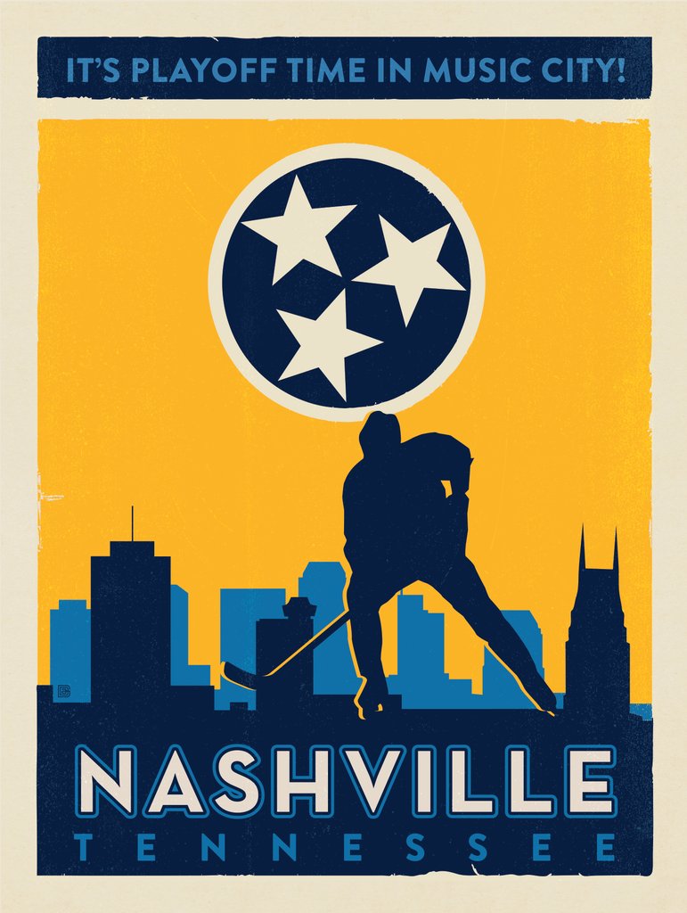 Spirit Of Nashville Hockey Fan Club: State Flag Skyline - Canvas - Artwork