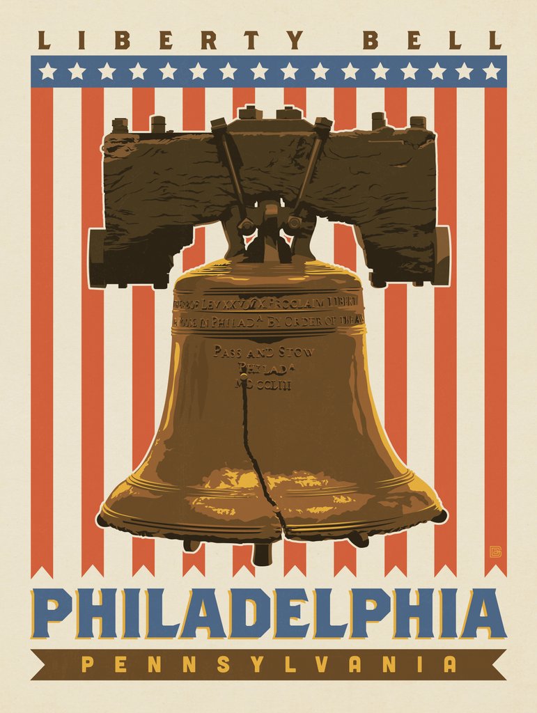 Philadelphia: Liberty Bell - Metal Sign - Artwork