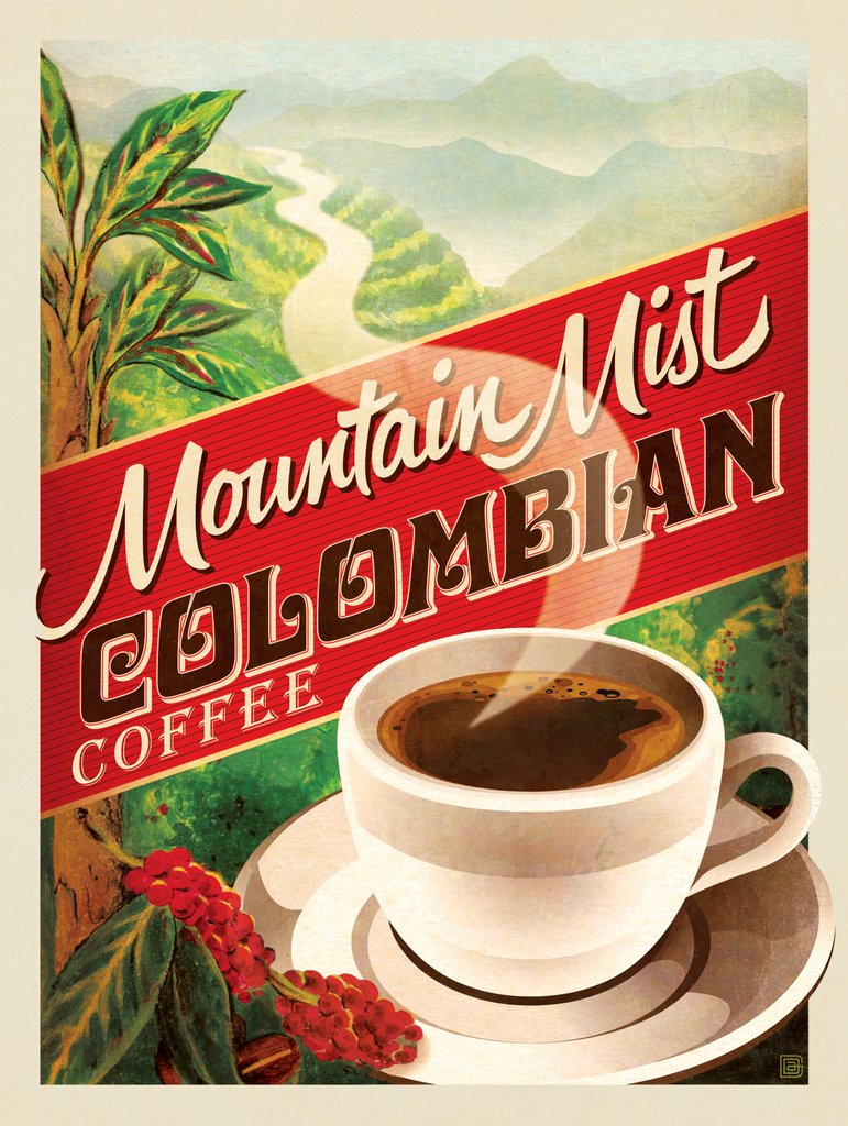 Mountain Mist Colombian Coffee - Notecards - Artwork