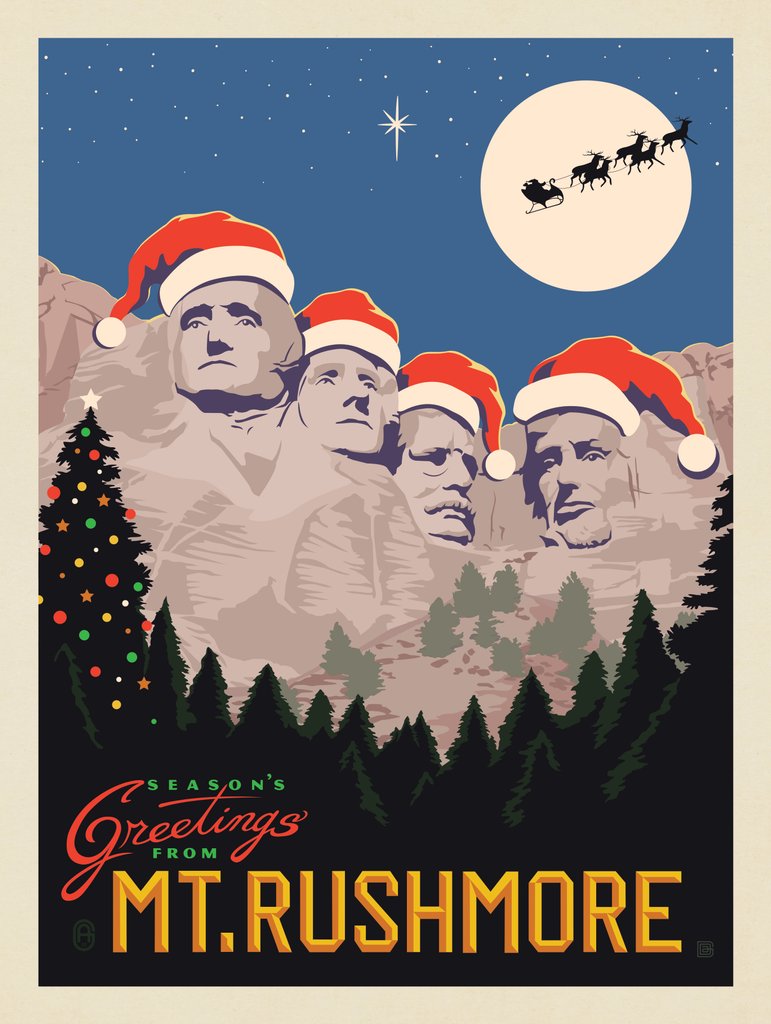Season's Greetings From Mt. Rushmore - Art Print - Artwork