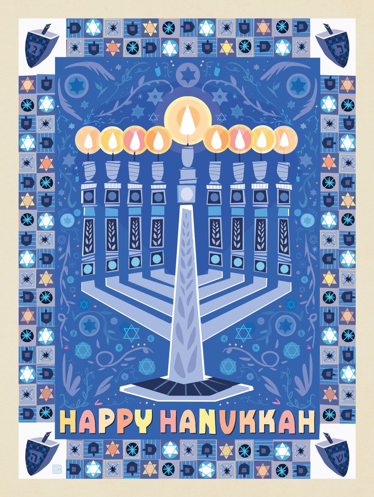 A Greeting Card: Happy Hanukkah - Notecards - Artwork