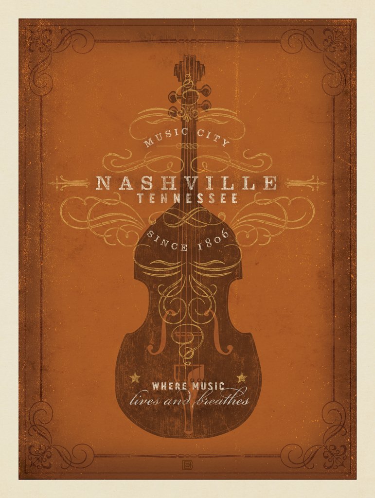 Music City: Brown Bass Fiddle - Postcards - Artwork