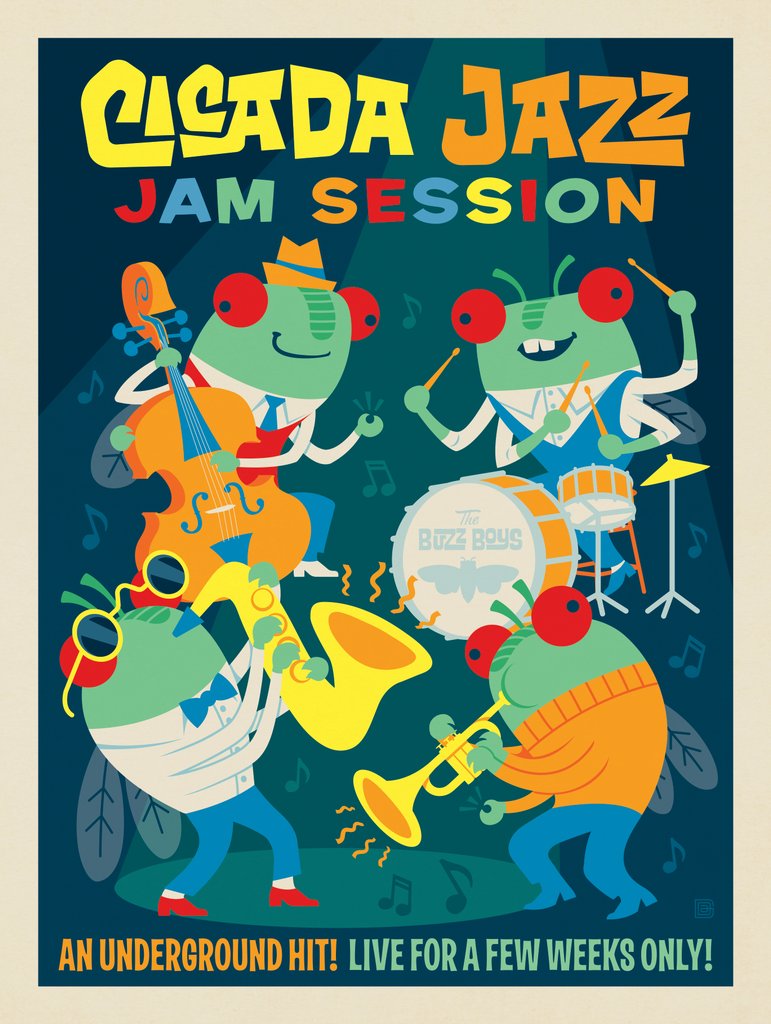 Cicada Invasion: Cicada Jazz Jam Session - Canvas - Artwork