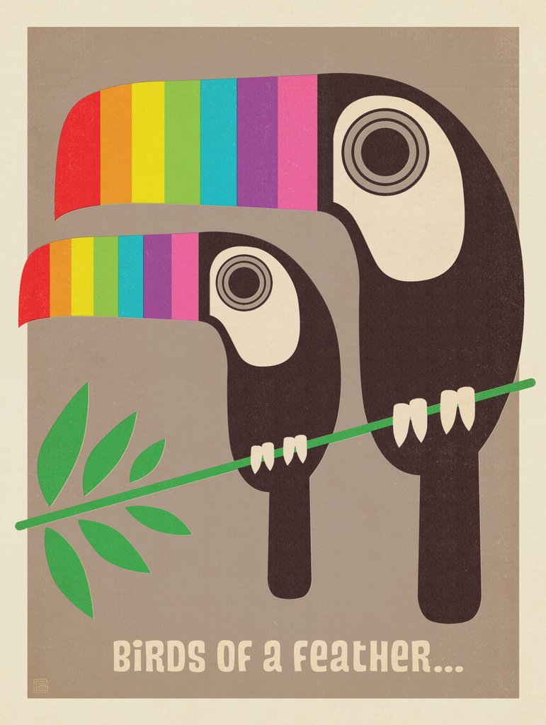 Mod Rainbow Toucans - Postcards - Artwork