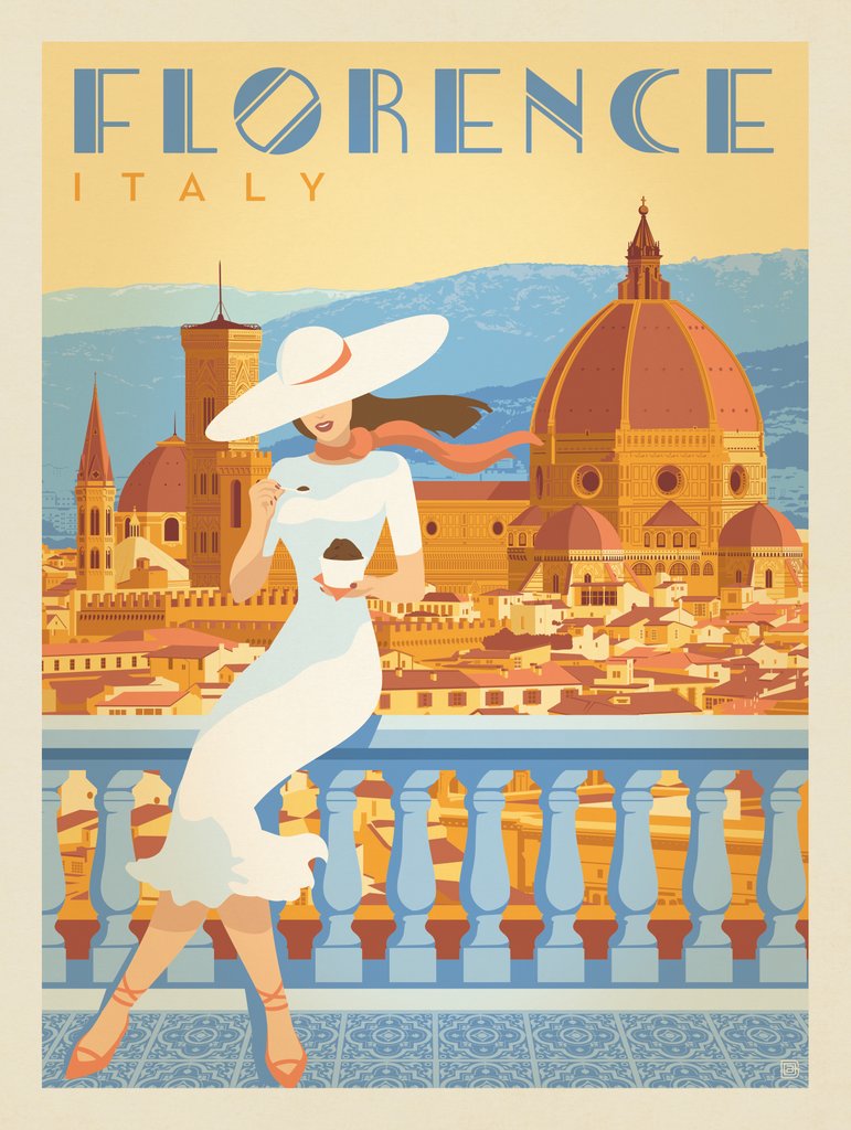 Italy: Gelato in Florence - Metal Sign - Artwork