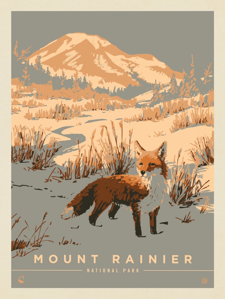 Mount Rainier National Park: Snow Shadows - Canvas - Artwork