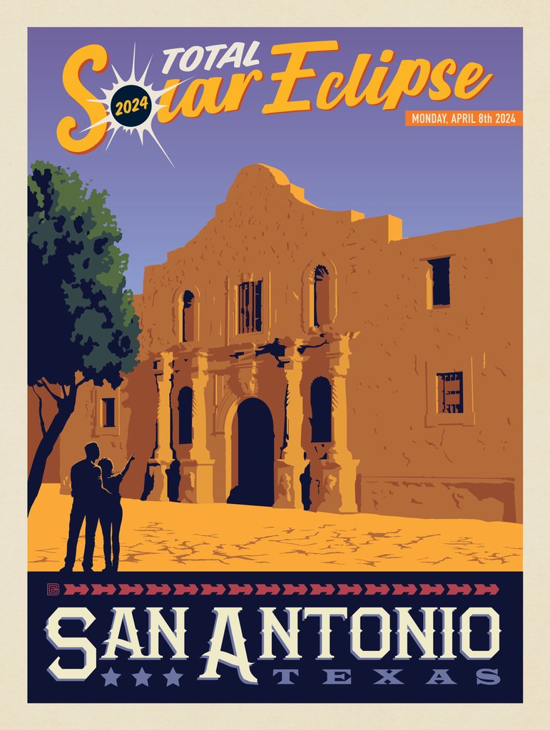 2024 Total Solar Eclipse: San Antonio, Texas - Postcards - Artwork