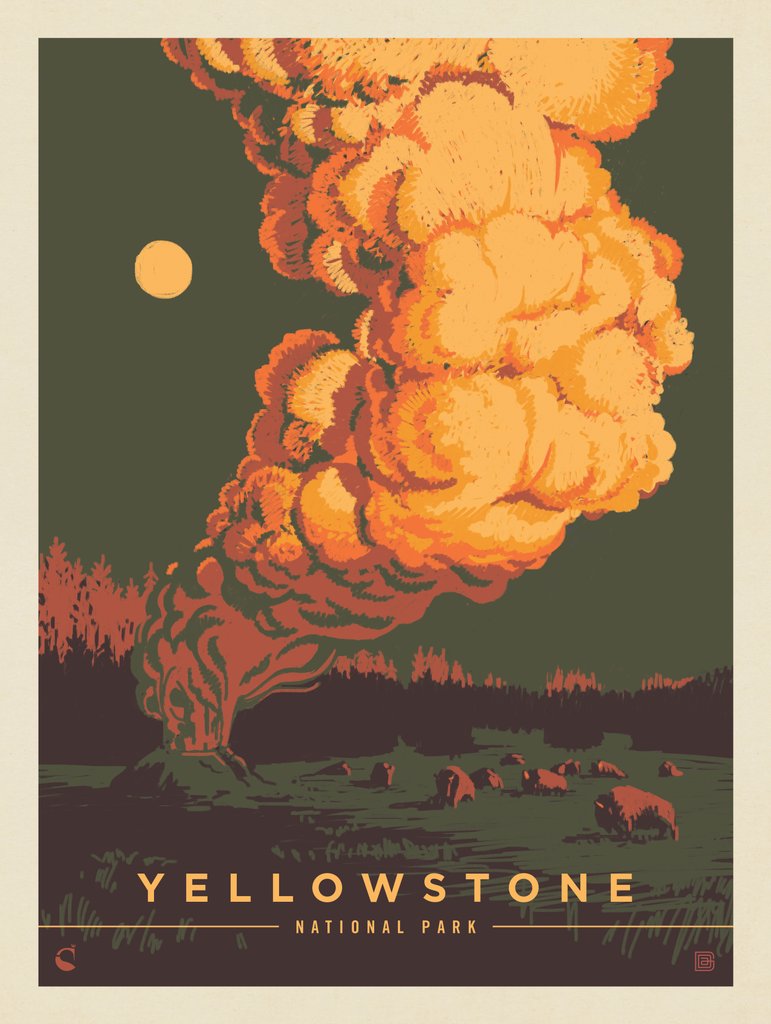 Yellowstone National Park: Pillar of Steam - Canvas - Artwork