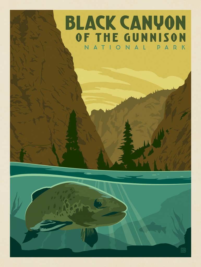 Black Canyon of the Gunnison National Park: Trout - Metal Sign - Artwork