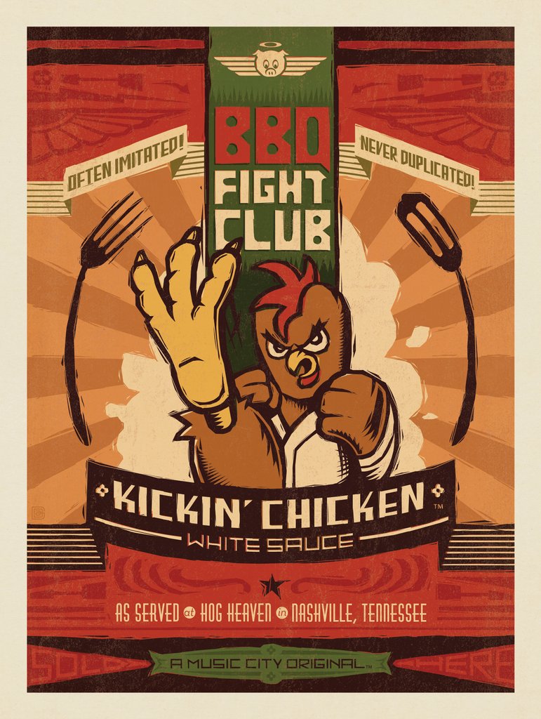 Hog Heaven BBQ Fight Club: Kickin’ Chicken - Postcards - Artwork