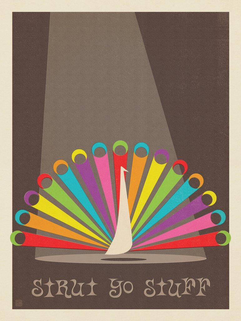 Mod Rainbow Peacock - Art Print - Artwork