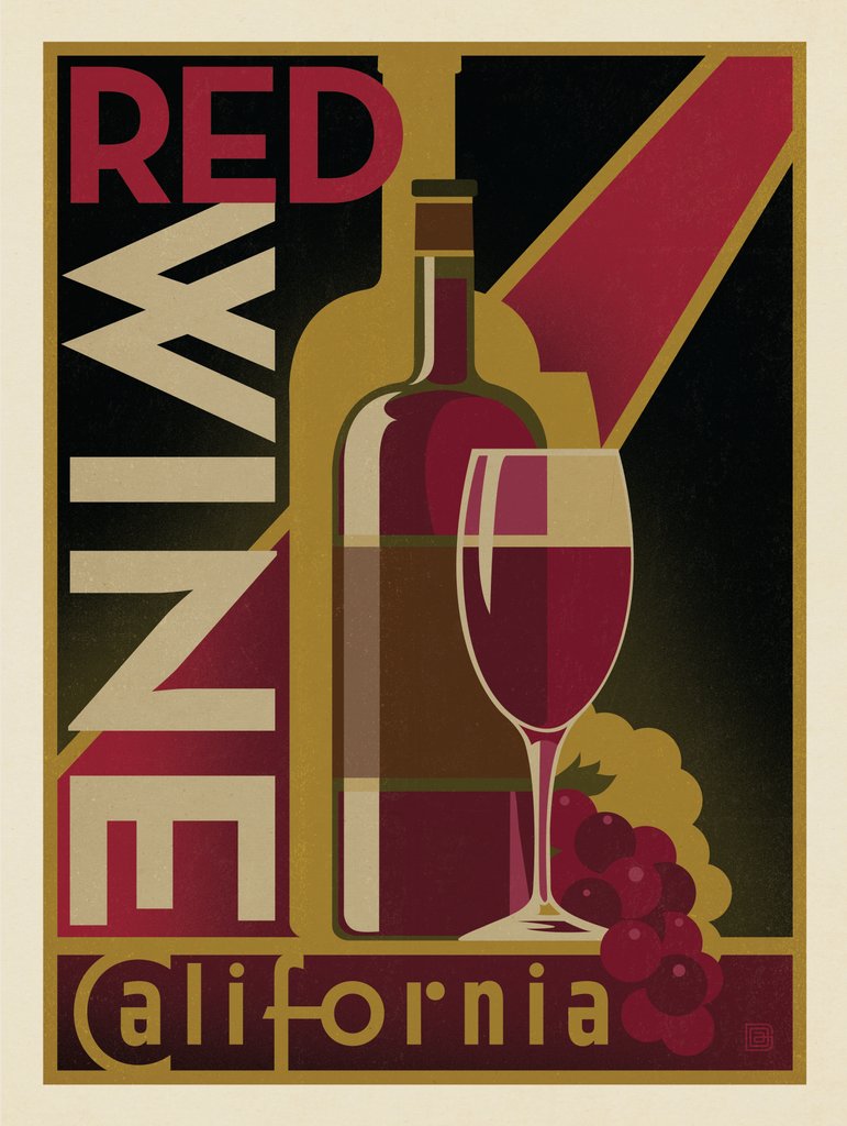 Red Wine from California - Notecards - Artwork