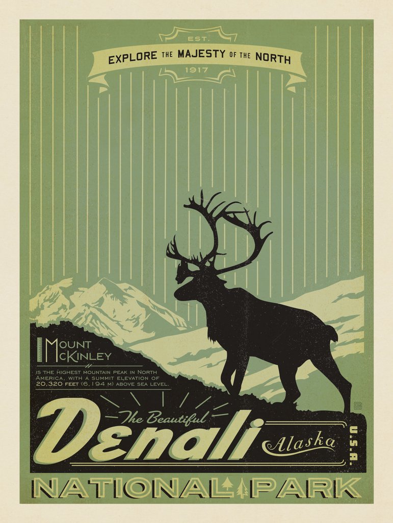 Denali National Park: Print Shop - Metal Sign - Artwork