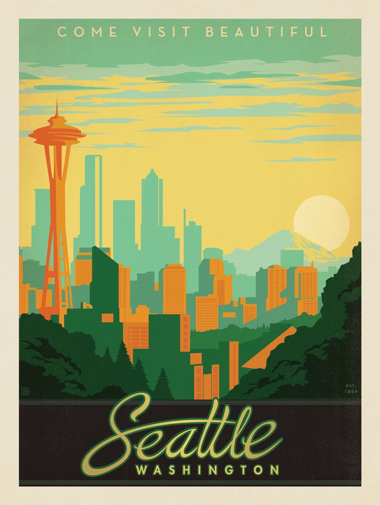 Seattle: Skyline - Art Print - Artwork