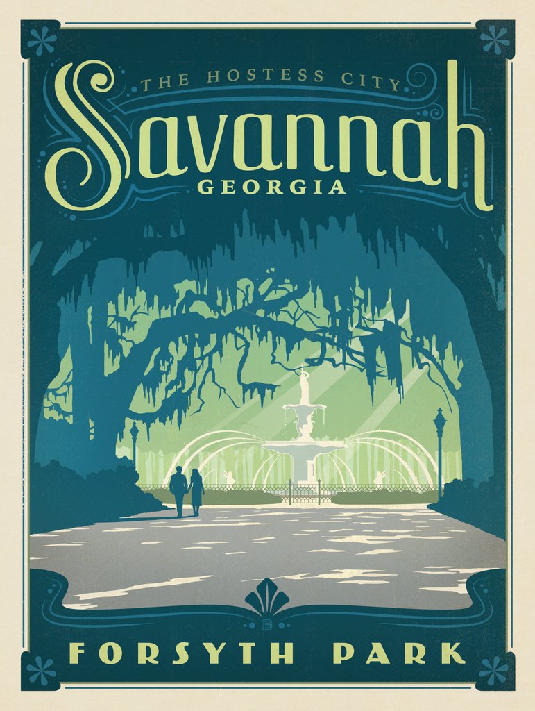 Savannah, GA - Postcards - Artwork