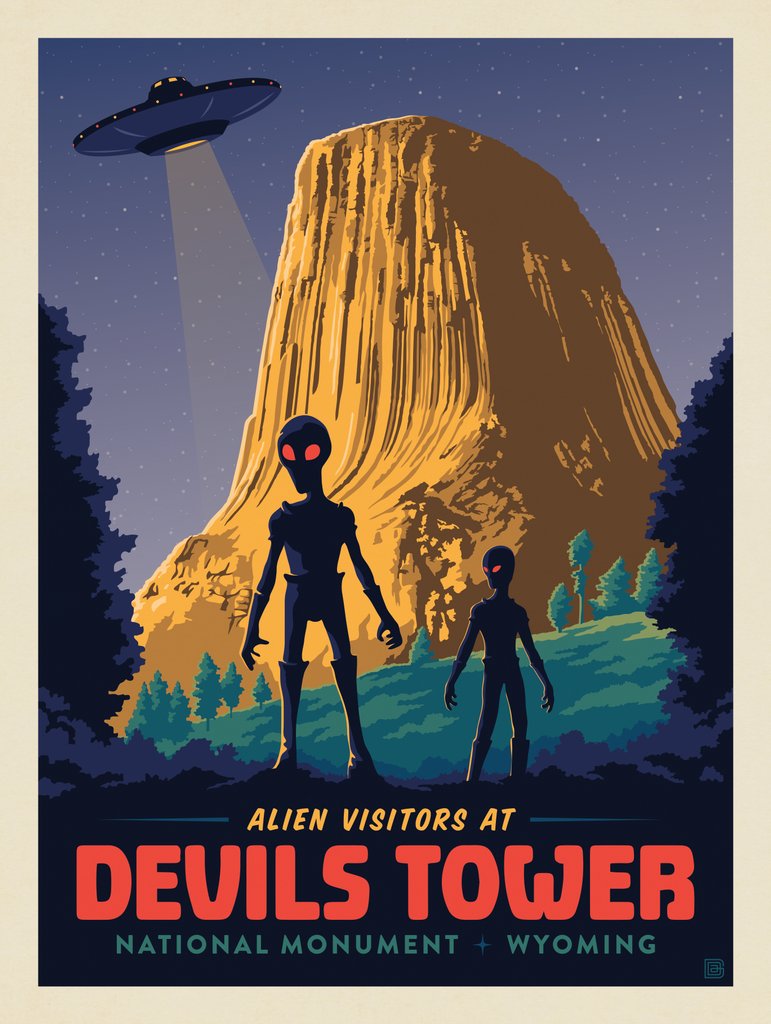 Devils Tower, WY: Alien Visitation - Art Print - Artwork