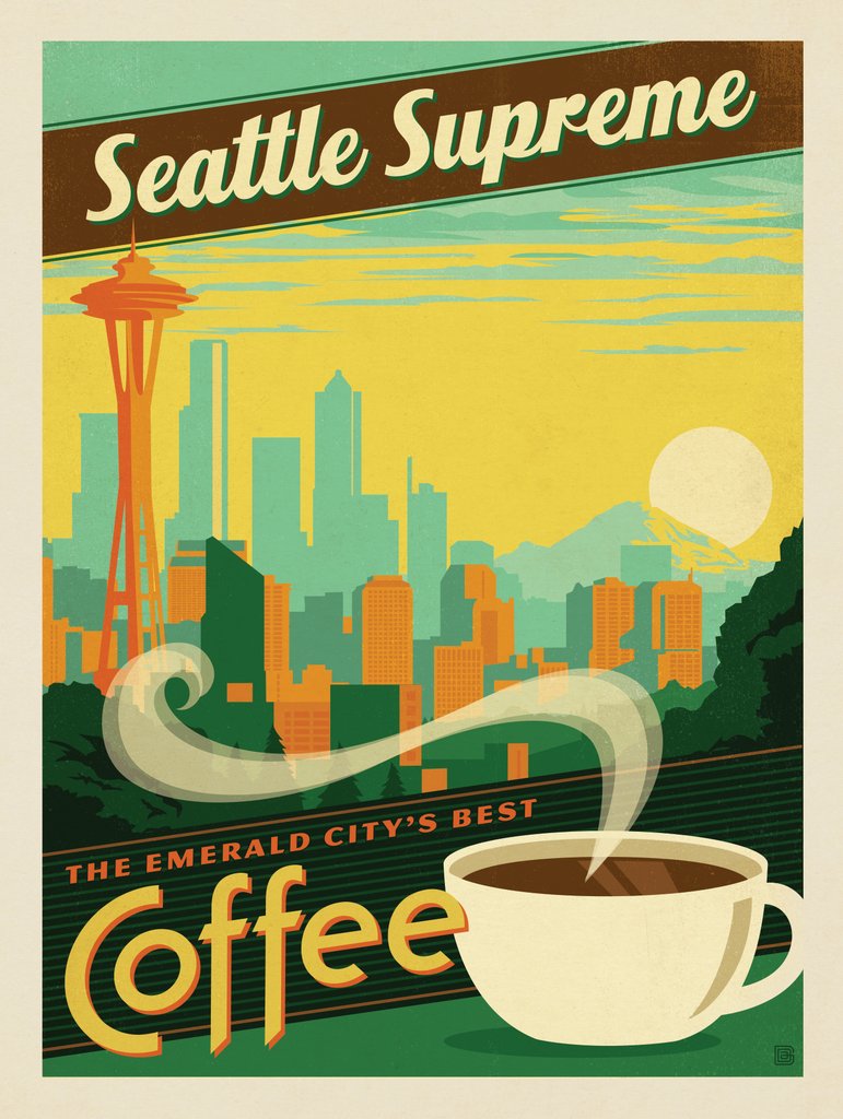 Seattle Supreme Coffee - Metal Sign - Artwork