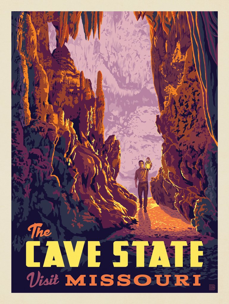 MO—Visit Missouri: The Cave State - Art Print - Artwork
