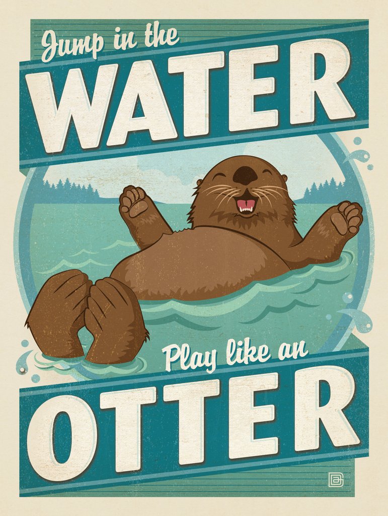 Jump In the Water. Play Like an Otter! - Postcards - Artwork
