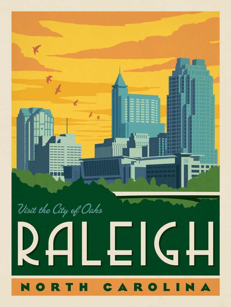 Raleigh, North Carolina - Canvas - Artwork