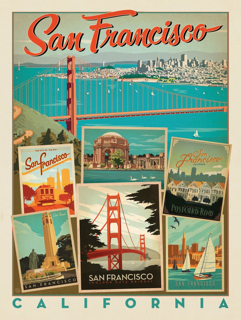 San Francisco: Multi-Image Collage Print - Postcards - Artwork