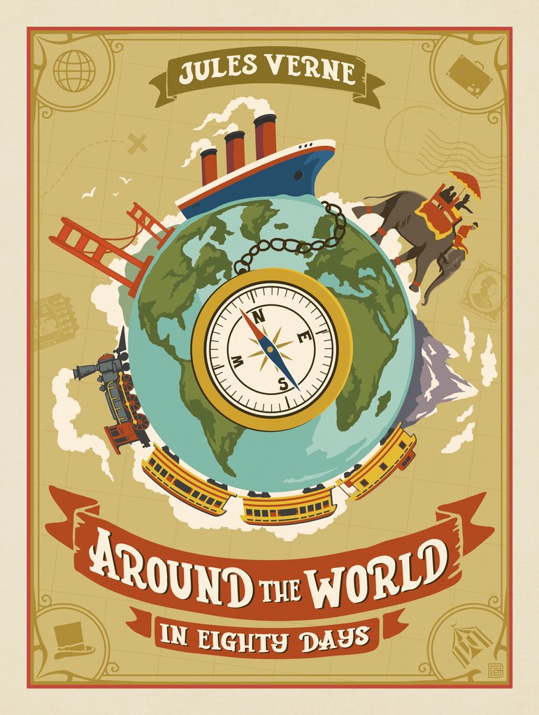Around The World In Eighty Days: Jules Verne - Postcards - Artwork