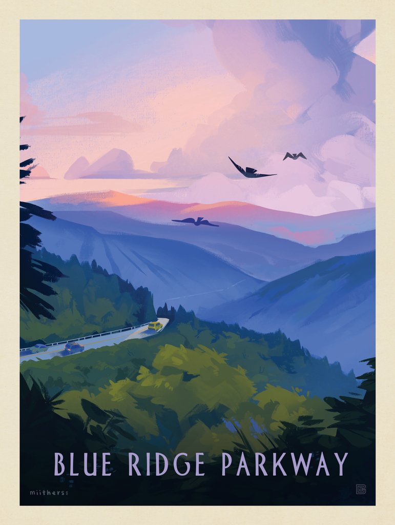 Blue Ridge Parkway: Bird's Eye View - Canvas - Artwork