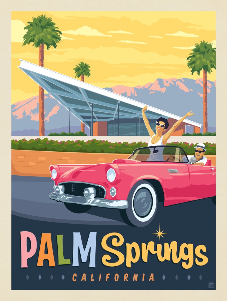 Palm Springs, CA: Mid-Century Visitor Center - Metal Sign - Artwork
