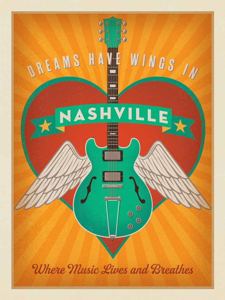 Dreams Have Wings in Nashville - Metal Sign - Artwork
