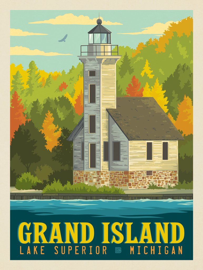 Grand Island, Michigan - Notecards - Artwork