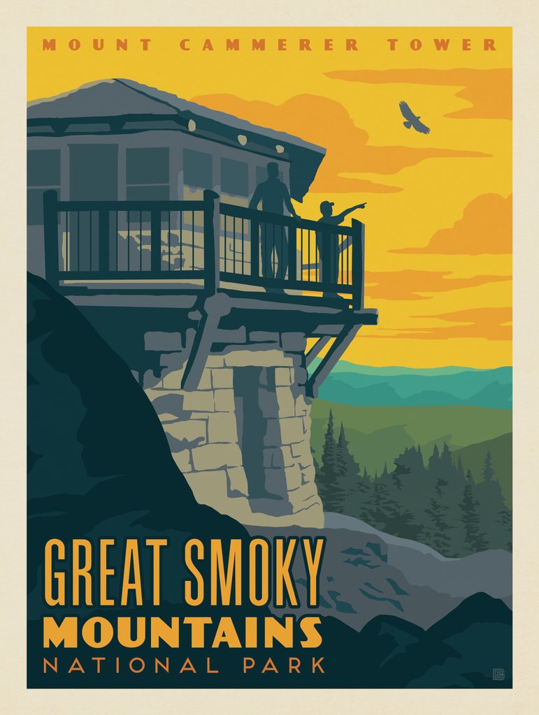 Great Smoky Mountains National Park: Mt. Cammerer Tower - Notecards - Artwork