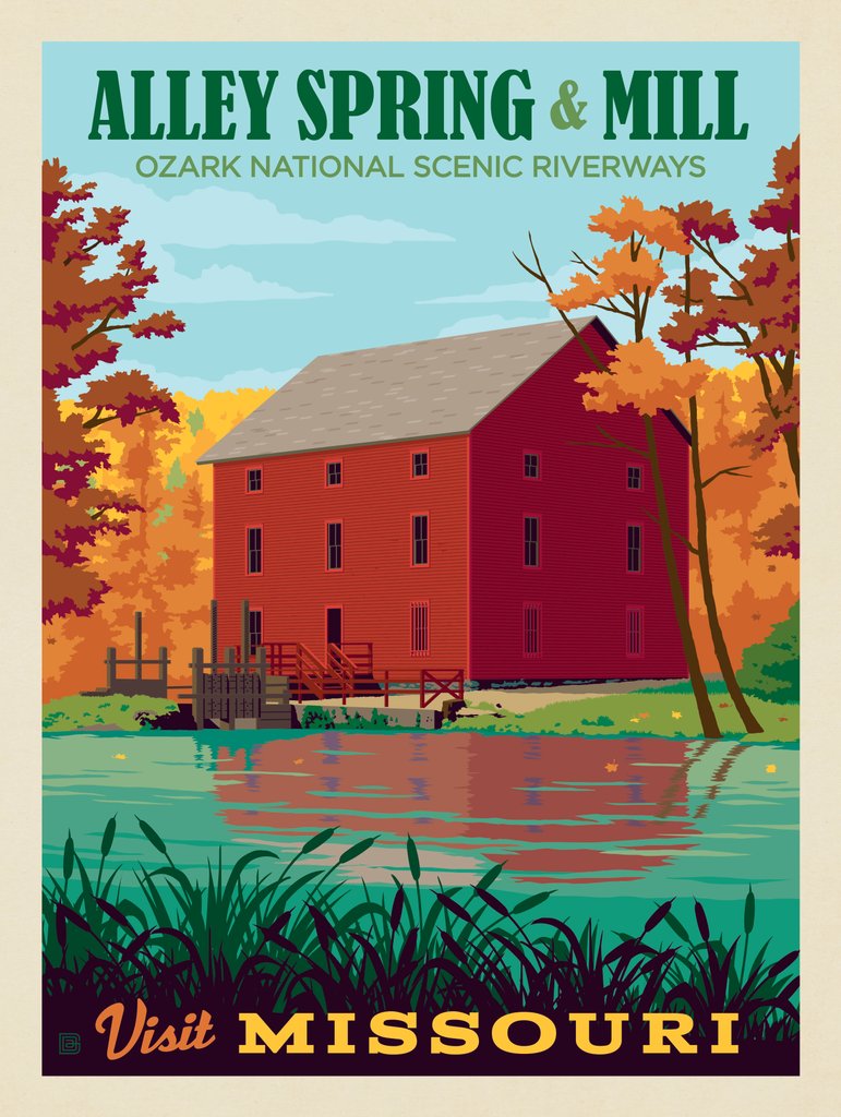 MO—Visit Missouri: Alley Spring & Mill - Canvas - Artwork