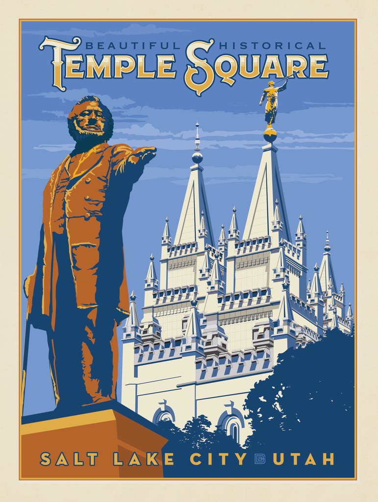 Salt Lake City, Utah: Brigham Young Monument - Canvas - Artwork