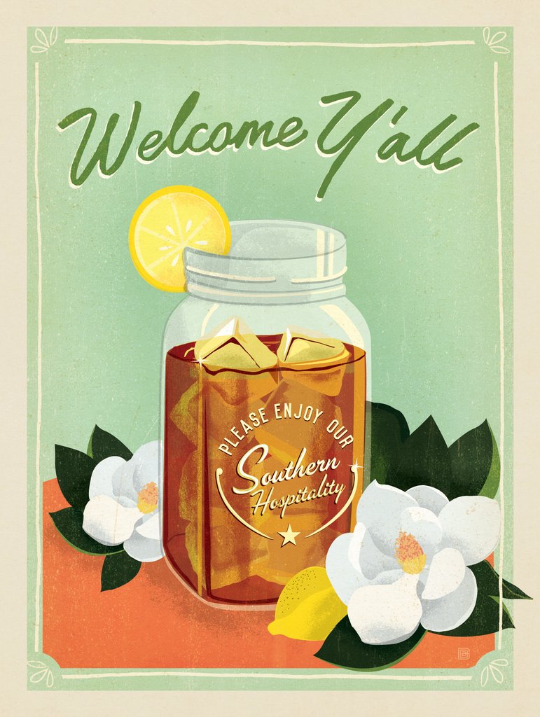Welcome Y’all: Sweet Tea - Metal Sign - Artwork