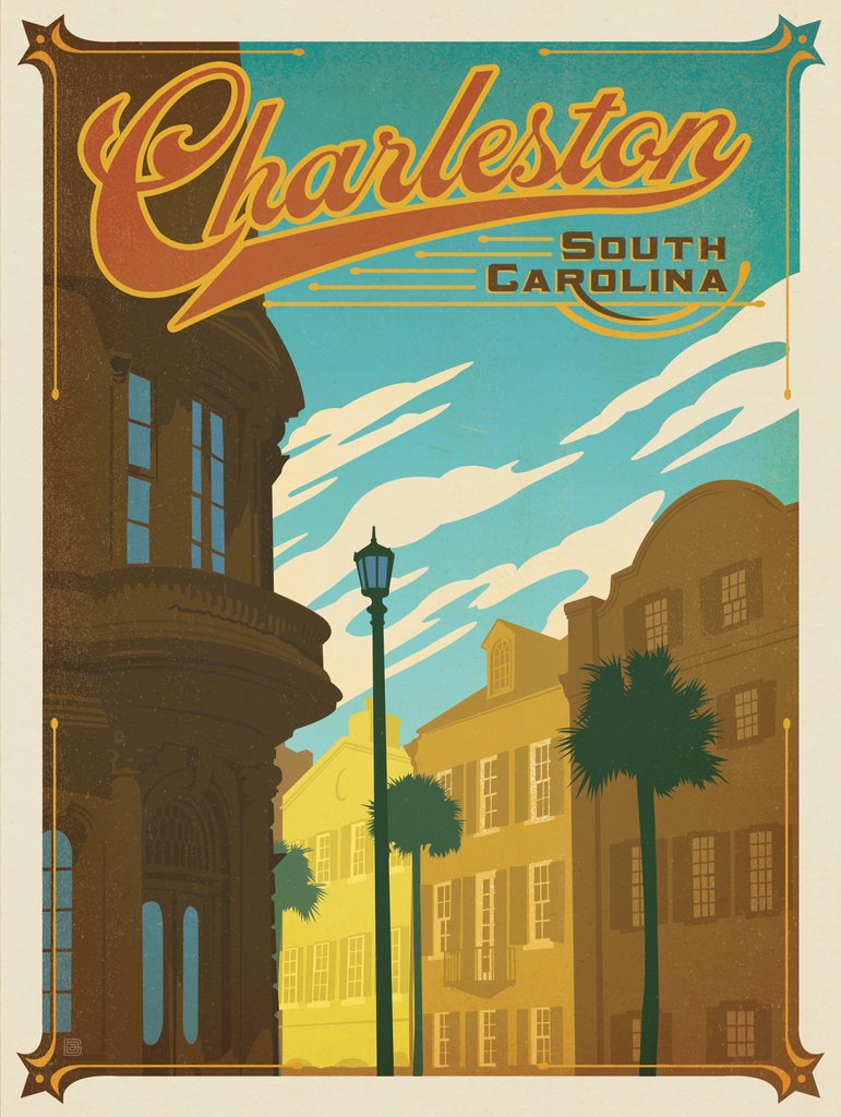 Charleston, SC - Postcards - Artwork