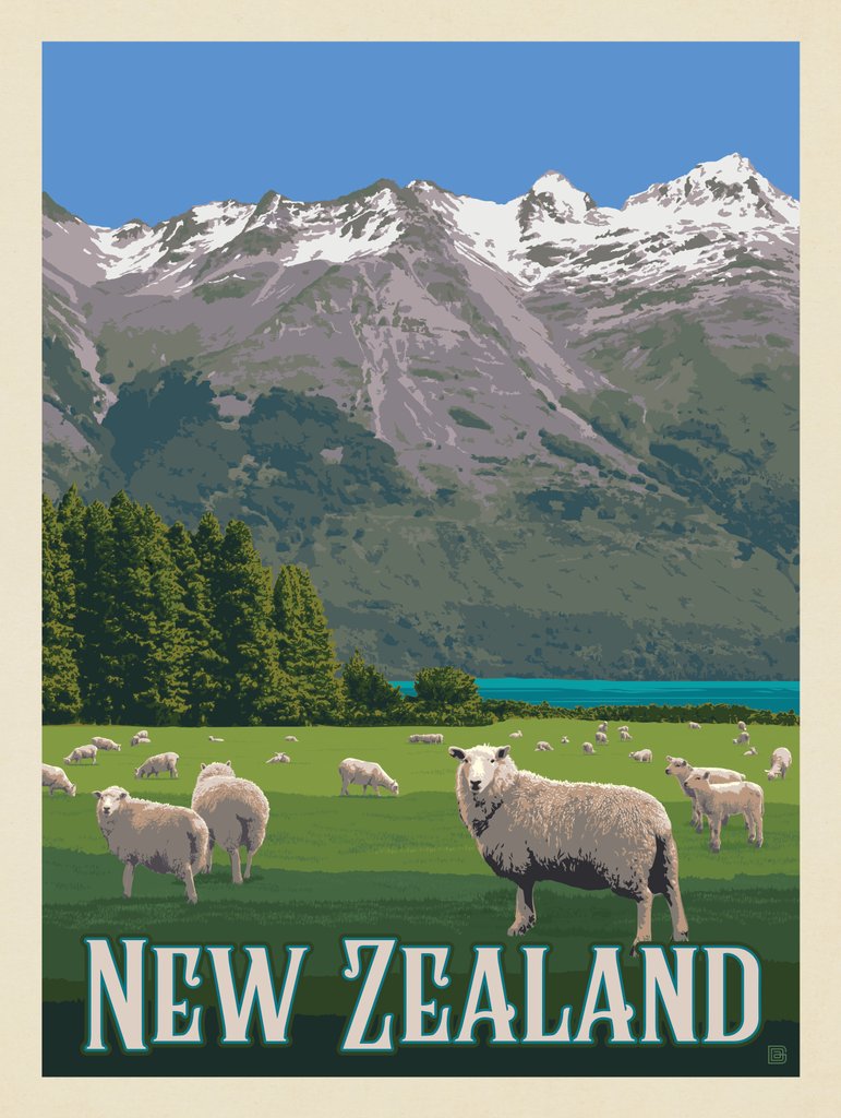 New Zealand: Sheep - Art Print - Artwork
