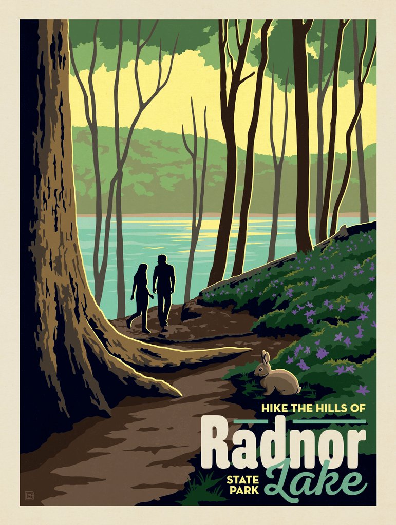 Radnor Lake: Hikers - Metal Sign - Artwork