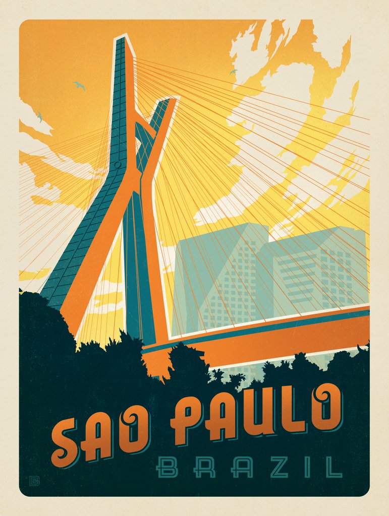 Brazil: Sao Paulo - Metal Sign - Artwork