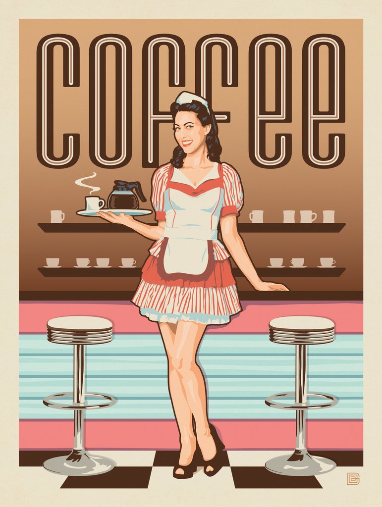 Coffee: Classic American Diner - Art Print - Artwork